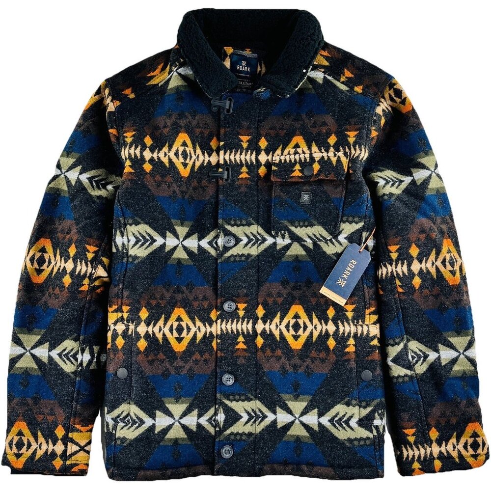 Roark x Pendleton Axeman Jacket Men’s M Aztec Southwestern Wool Fleece Lined NEW
